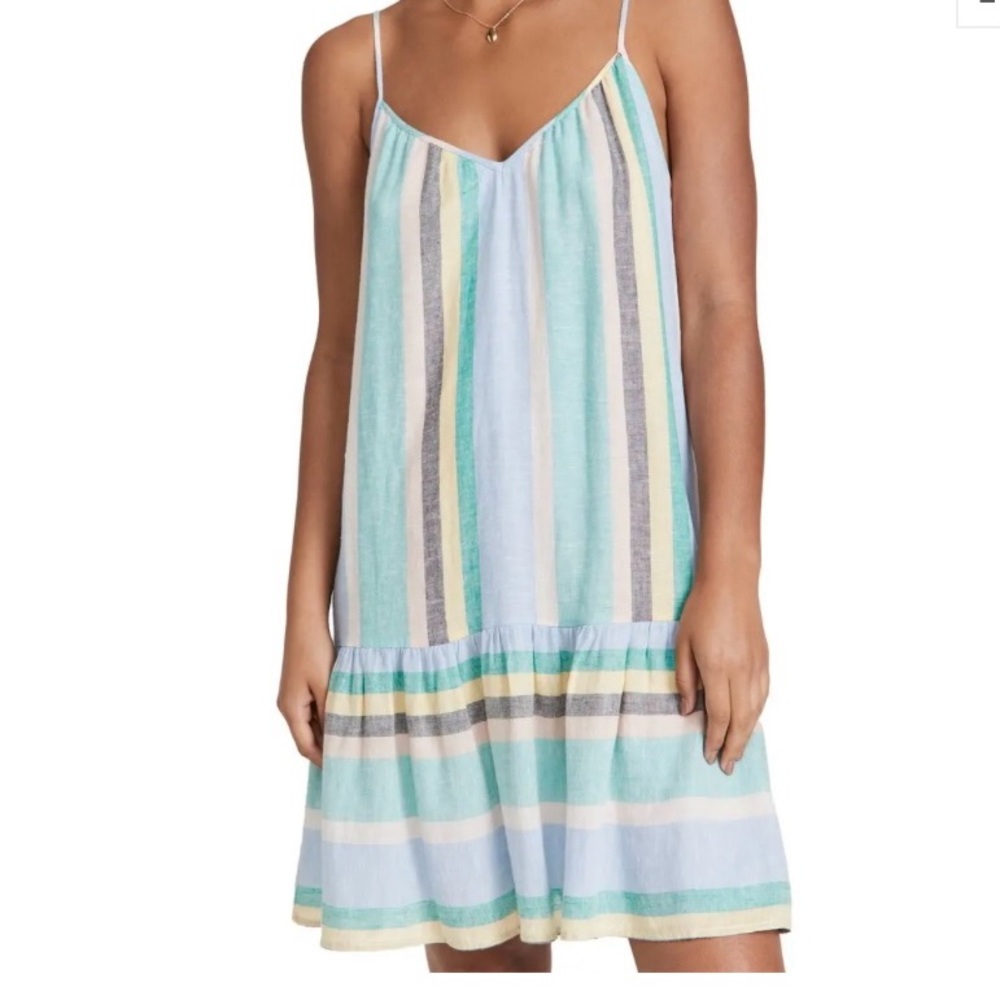 Rails Ari Dress Jamaica Stripe Women Sz S Linen Blend Midi Flowy Beachy Sundress